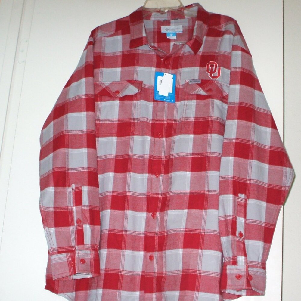 NWT Columbia OU Plaid Longsleeve Shirt - XXL